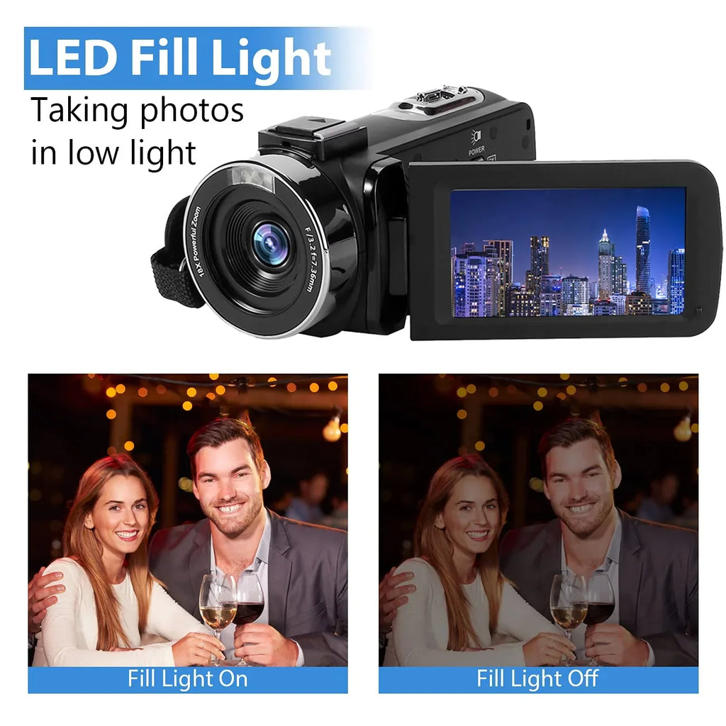 SizeEREE Video Camera for Youtube Camcorder Night Vision Film Camera Full HD 2.7K 30FPSize 30.0 MP IR Vlogging Digital Camera, 2 Batteries, Remote