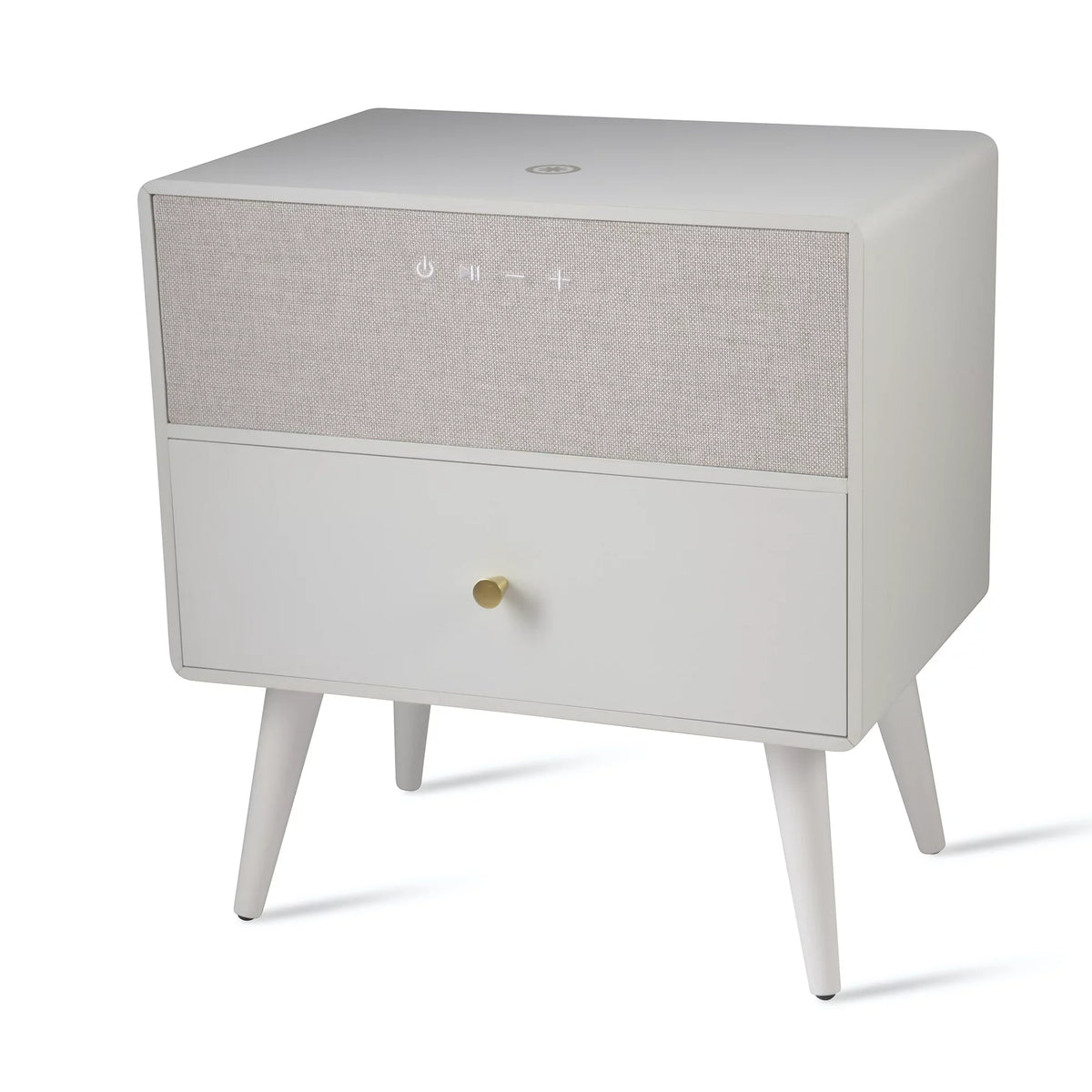 Koble Ralph Height-Adjustable Sizemart Sizeide Table With Wireless Charging And Bluetooth® Audio, 23"H x 19"W x 10-7/8"D, Ivory