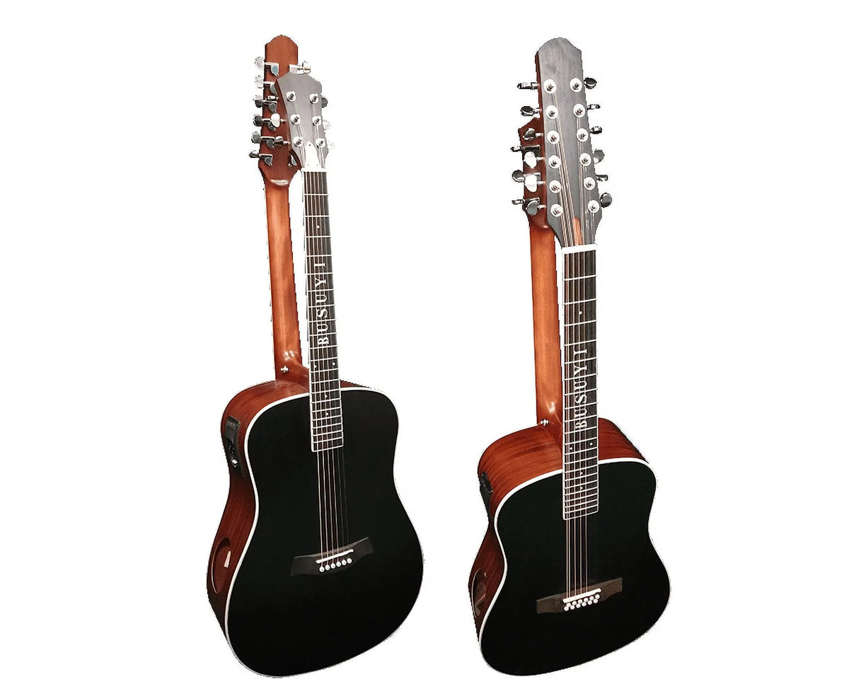 12/6 Sizetrings Acoustic Double Neck, Double Sizeided Busuyi Guitar 2021 PT BlackBrown