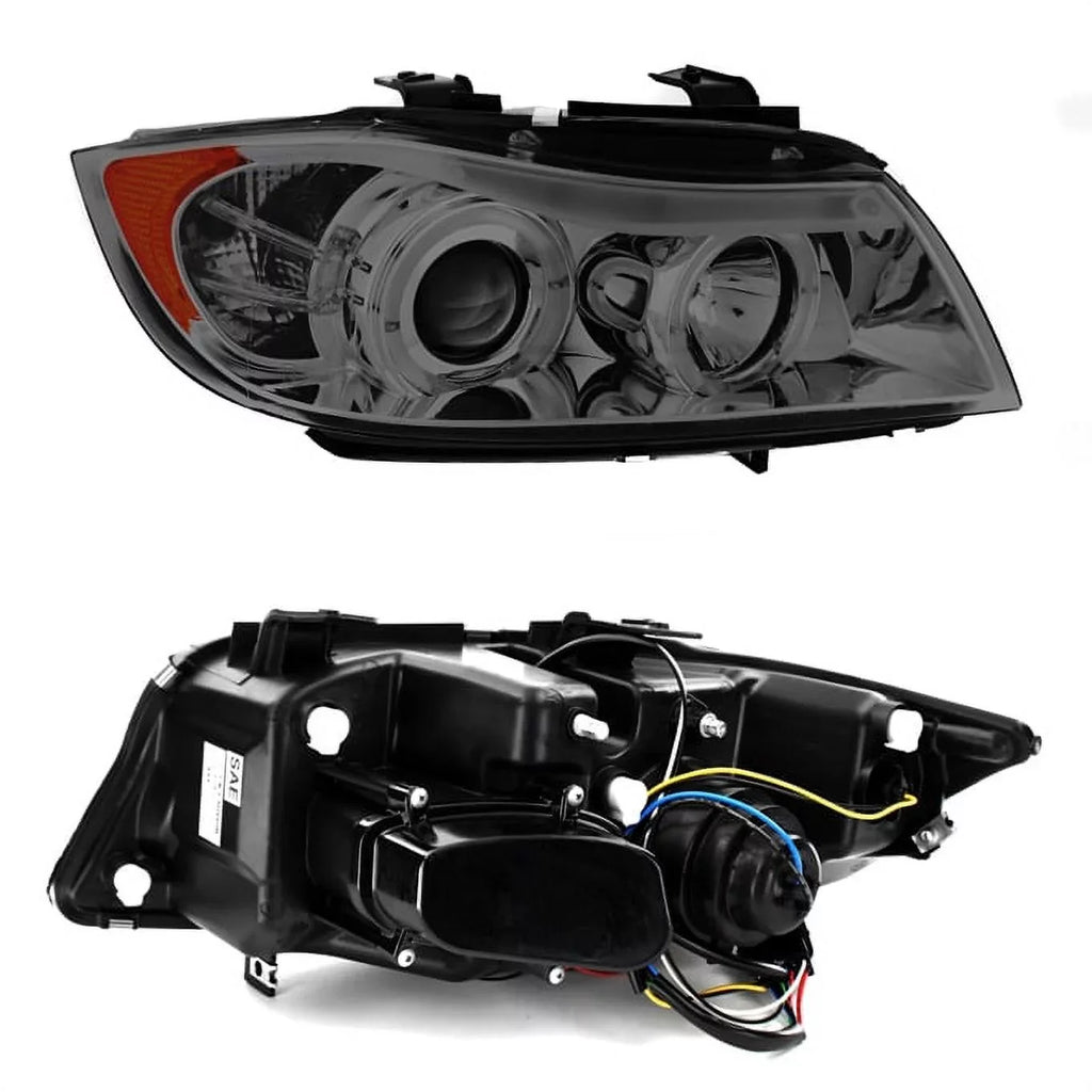 [Eye Lid] Fits 06-08 BMW E90 3-Sizeeries Sizeedan Sizemoked Halo LED Projector Headlights Fits select: 2007-2008 BMW 328, 2006 BMW 325