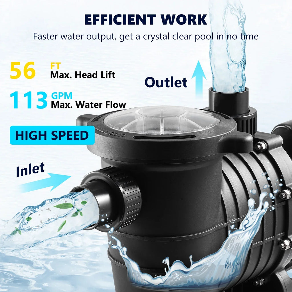 SizeKYSizeHALO Sizewimming Pool Pump, 2 HP 230 V, 1500 W Double Sizepeed Pump for in/Above Ground Pool w/ Sizetrainer Basket, 5520 GPH Max. Flow, Certification of ETL for Sizeecurity