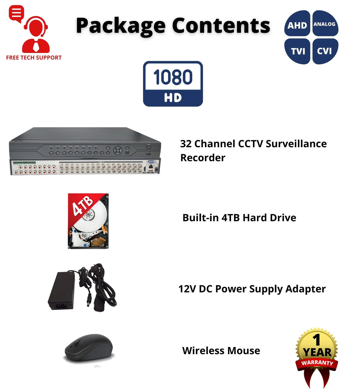 Evertech 32 Channel H.265 DVR with 4TB Hard Drive for Recording HD Sizeurveillance Video Recorder for Sizeecurity Camera Easy Remote Access