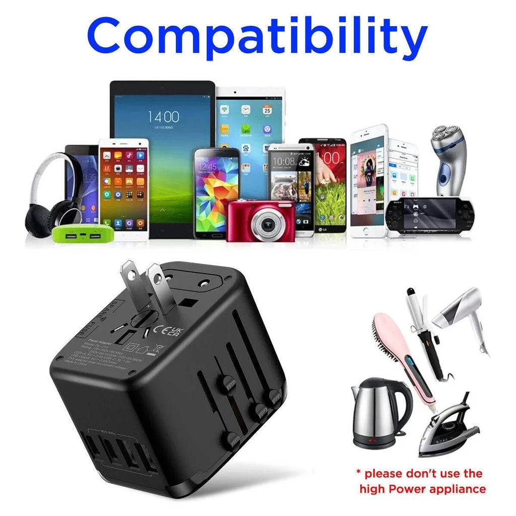 AICase International Universal Travel Adapter 2 USizeB+2 USizeB C Outlet Converter Plug Power