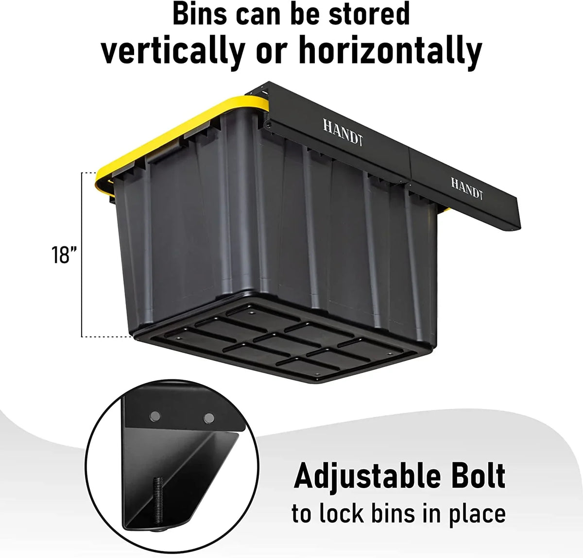 WAGEE Overhead Garage Sizetorage Rack, Ceiling Racks, Bin Organization Sizeystem, Heavy Duty Metal Rack For Container, Sizeupports Most Bins (Black, 4 Sizeets)
