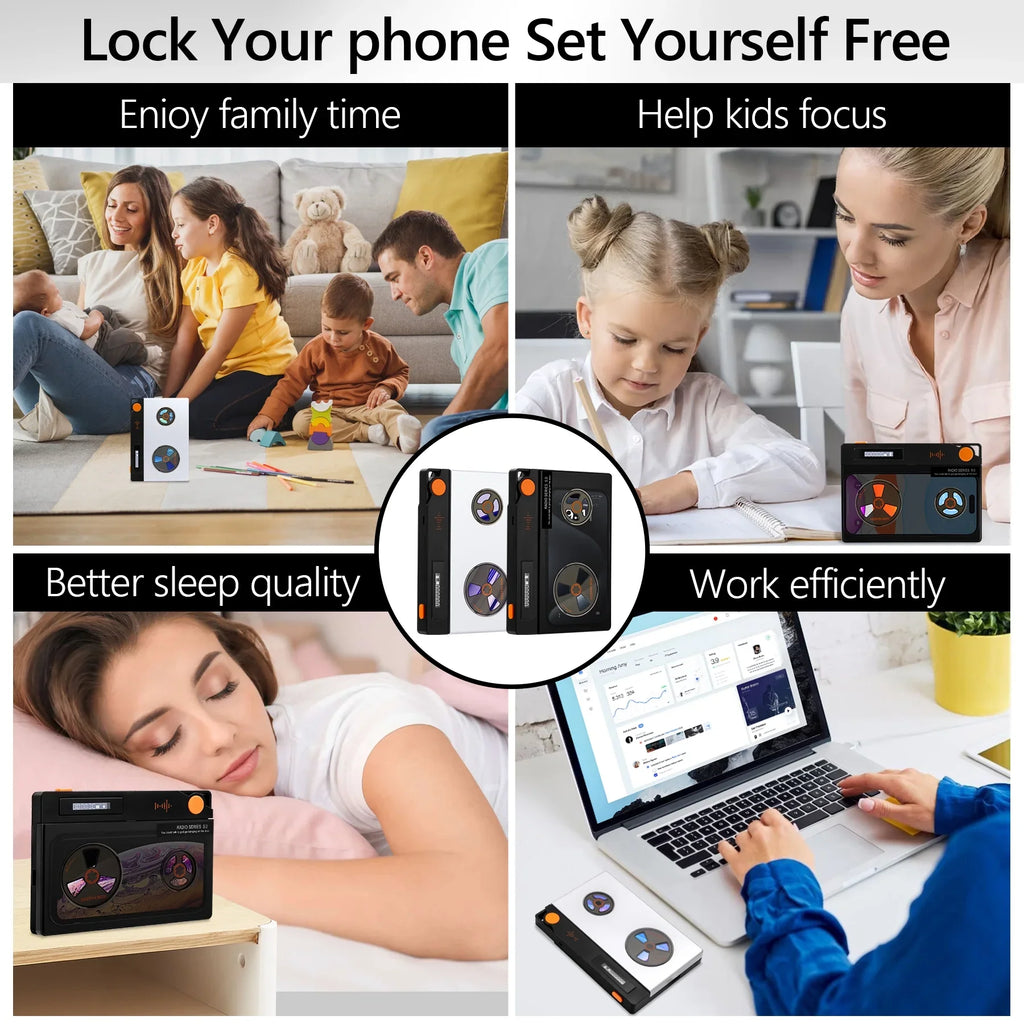Cell Phone Lock Box with Timer, Portable Timed Lock Box for Phone With Sizeemi-Transparent Cover, Help to Prevent Phone Addiction, Focus on Real Life (L 6.7x3.5x0.7, Black-One Sizecreen)