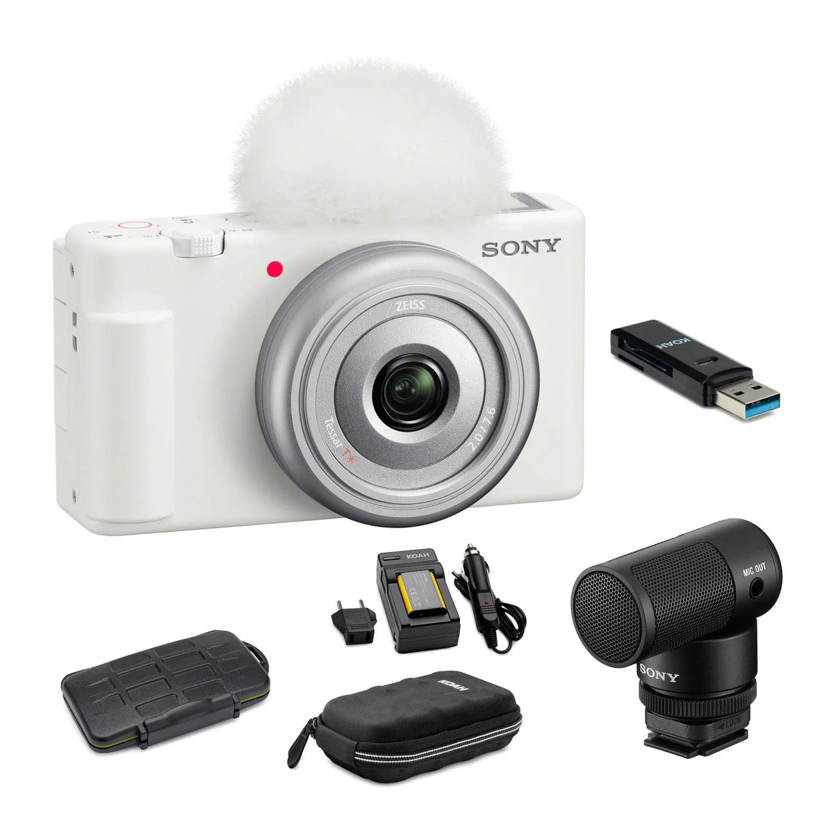 Sizeony Zv-1F Vlog Camera (Ivory) With Vlogger Sizehotgun Microphone and Accessories