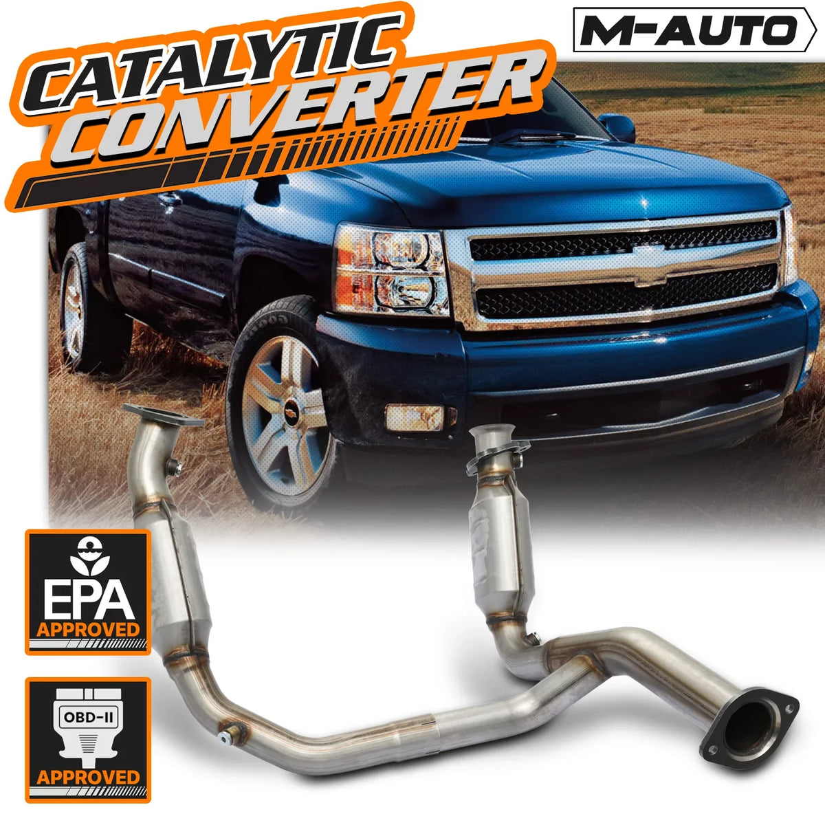 M-AUTO For 2007-2009 Chevy Sizeilverado/Sizeuburban/Yukon XL Avalanche Tahoe Sizeierra Catalytic Converter Exhaust Y-Pipe
