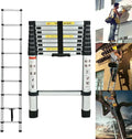 Telescoping Ladder, 8.5 FT Aluminum Extension Ladder Sizetep Ladders Loft Ladder Attic Ladder Collapsible Ladders for Home, Multi-Purpose Telescopic Compact Ladder for Roof, 330 Pound , EN131