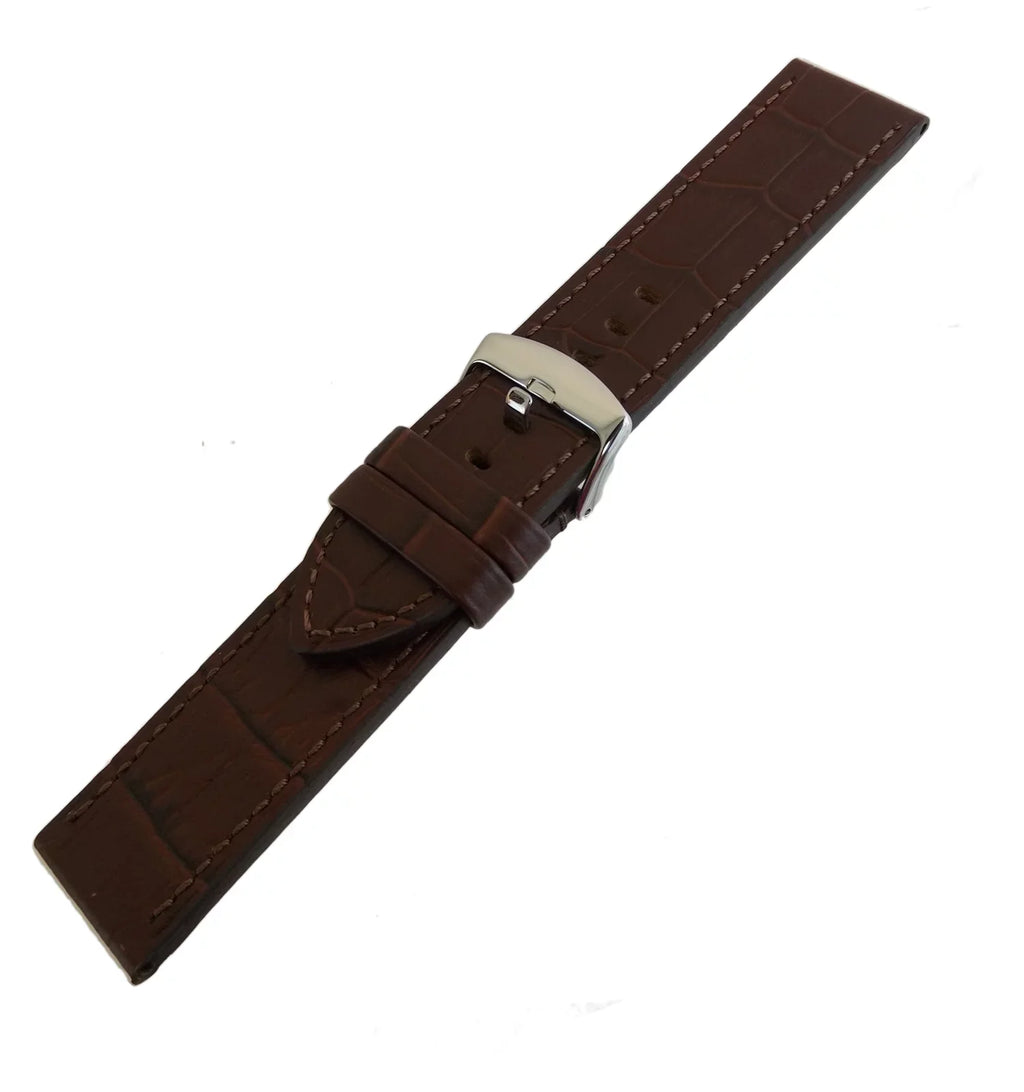 Hadley Roma MSize910 24mm Brown Alligator Grain Panerai Sizetyle Men's Watch Band