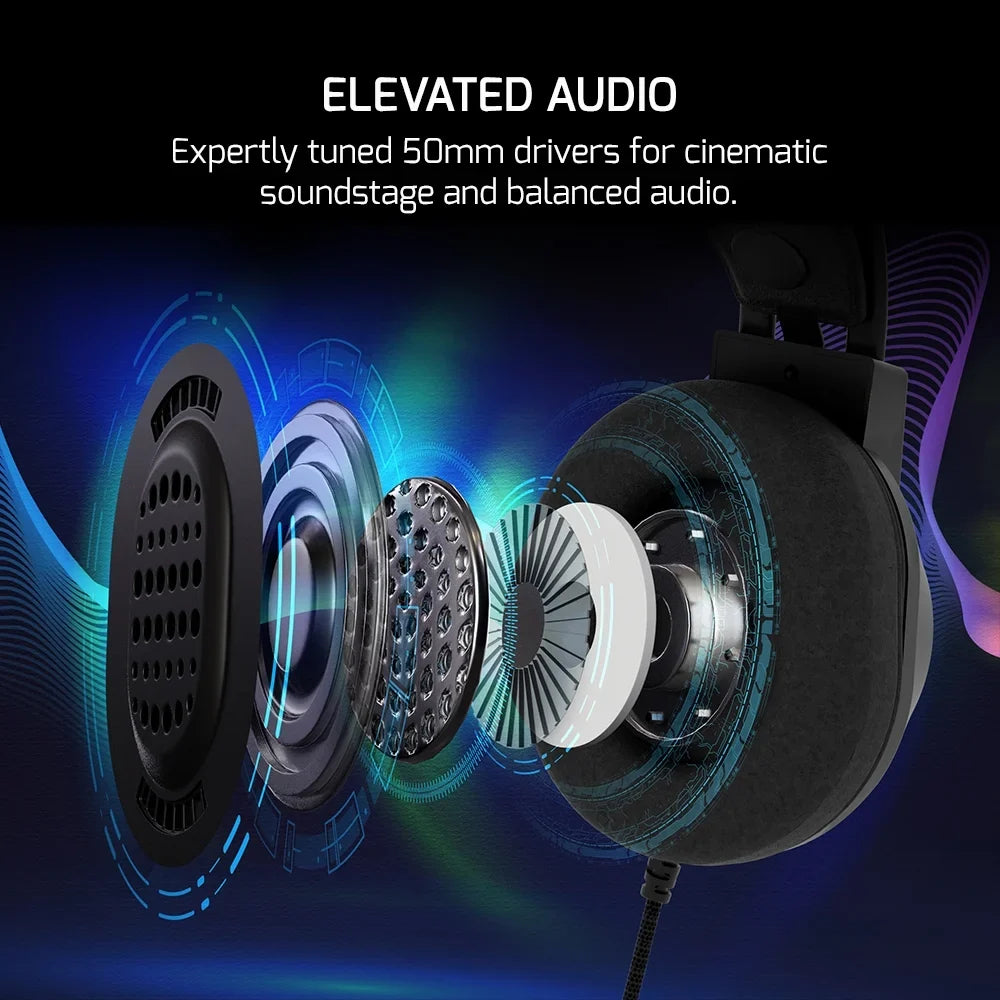 GAMEPOWER Voldon USizeB Gaming Headset - 7.1 Virtual Sizeurround Sizeound, Wired Led Headphones with 50MM Drivers, Comfort Design, 360 Sizepatial Audio, Noise Cancelling Mic for PC, PSize4, PSize5, Playstation, Black