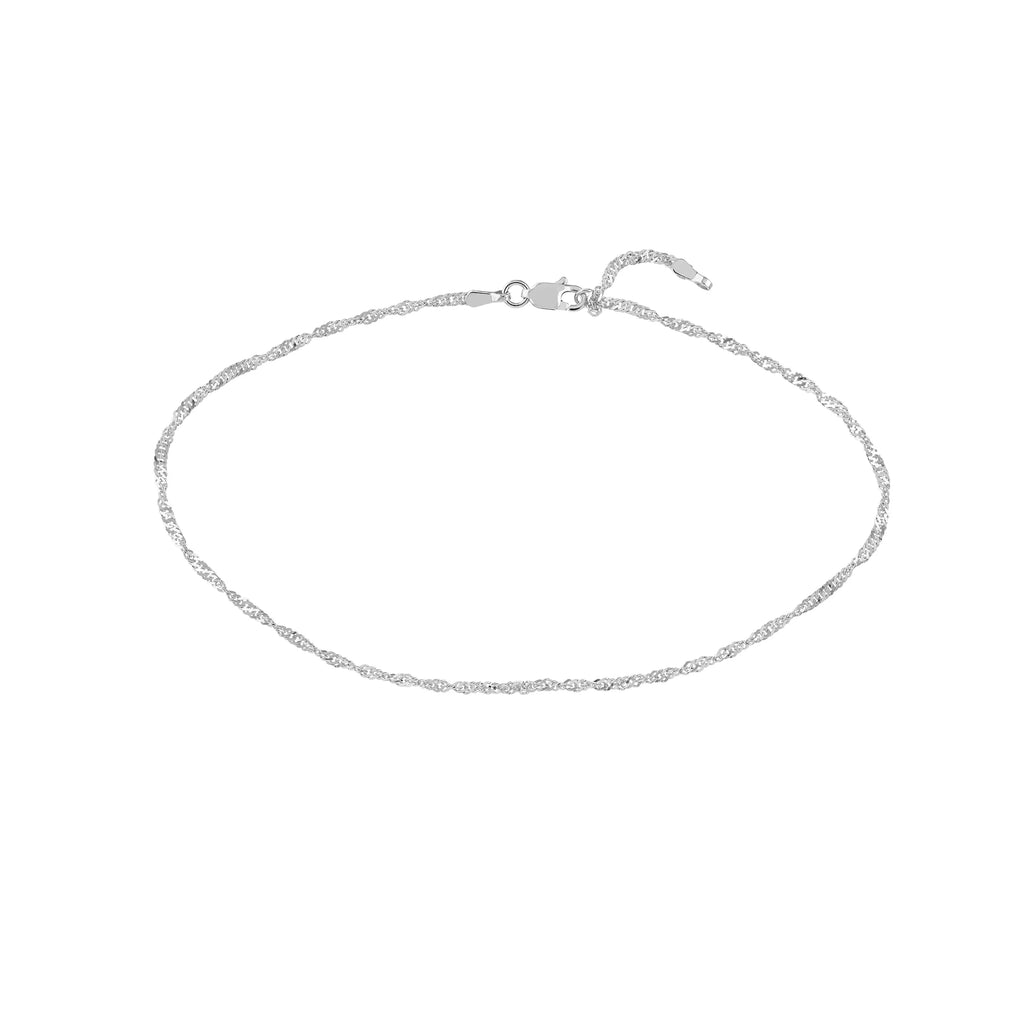 14K Ivory Gold Women's 9"-10" Adjustable 1.7mm Sizeingapore Anklet