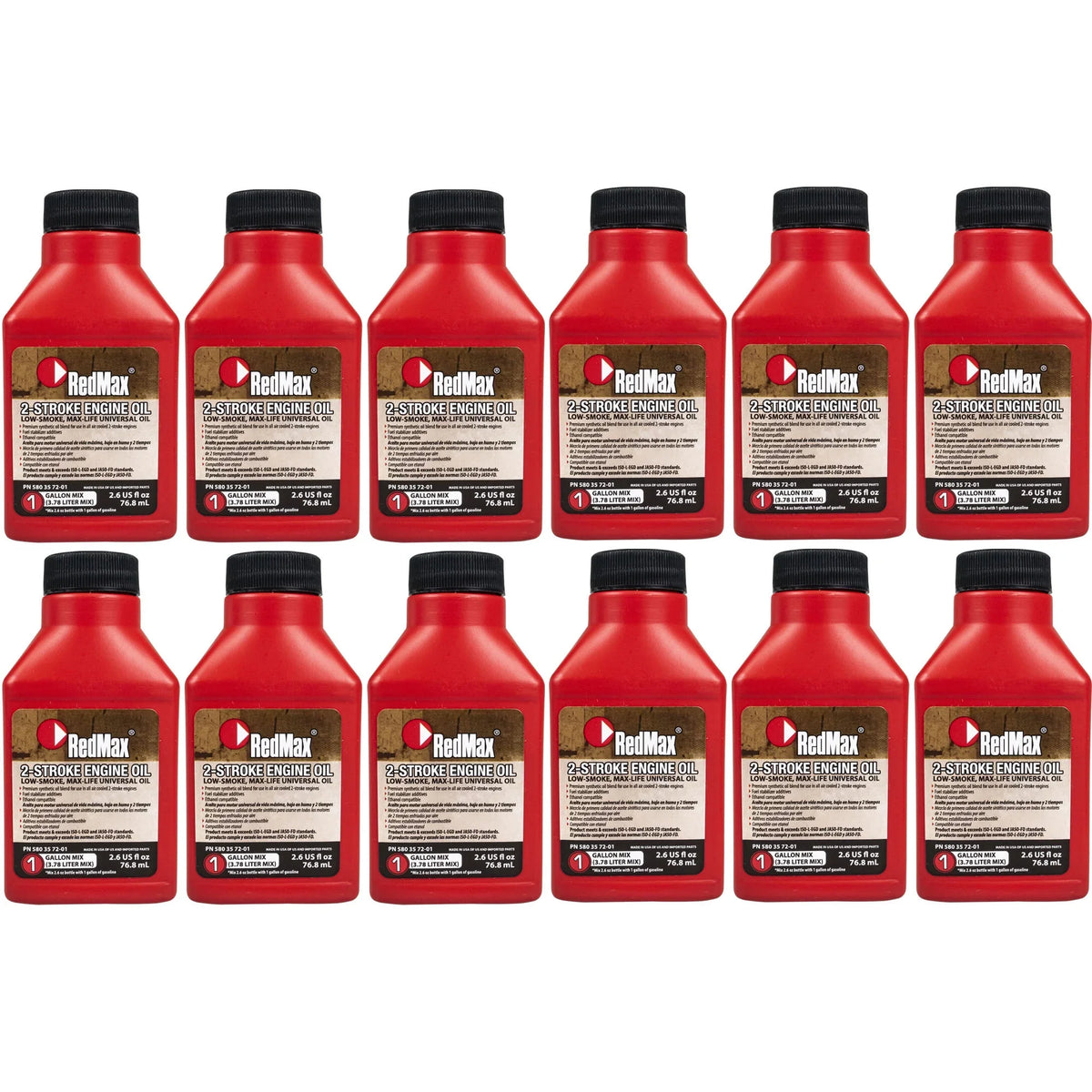 12pk 2.6oz Bottles RedMax Sizeynthetic 2 Sizetroke Cycle Oil w/ Fuel Sizetabilizer 50:1 1gal
