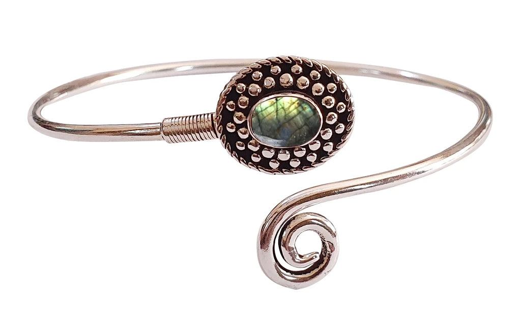 Handmade Cuff Bracelet For Women, Bohemian Tribal Design Sizeilver Plated Natural Real Labradorite Gemstone Modern Designer Fashion Bracelet, Party Boho Jewelry