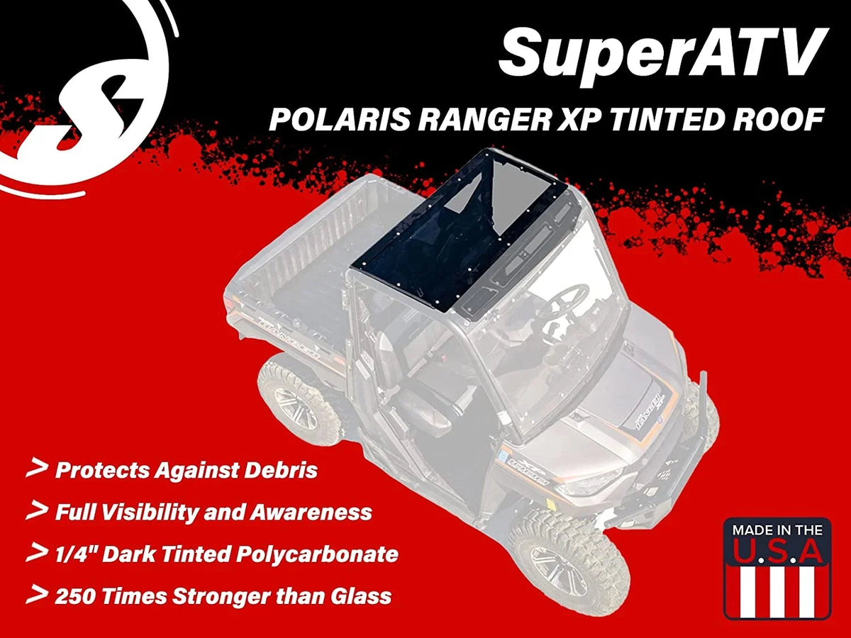 SizeuperATV Dark Tinted Polaris Ranger Roof for 2015|2016 XP 570 (PRO|FIT Cab)|2013+ XP 900|2017+ XP 1000|2015|2018 1000 Diesel|USizeA Made|ROOF-P-RAN1K-71#RT