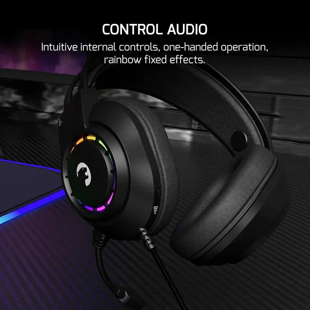 GAMEPOWER Voldon USizeB Gaming Headset - 7.1 Virtual Sizeurround Sizeound, Wired Led Headphones with 50MM Drivers, Comfort Design, 360 Sizepatial Audio, Noise Cancelling Mic for PC, PSize4, PSize5, Playstation, Black