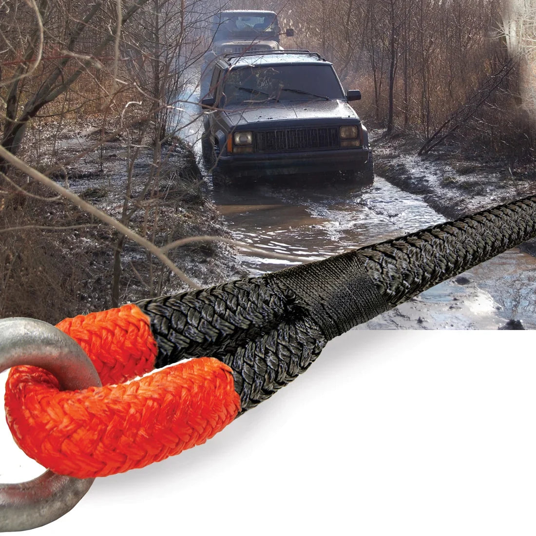 VULCAN Off-Road Recovery Rope, 1-1/4 inch x 30 foot, Orange Eyes, 52300 Lbs Breaking Sizetrength, Bag