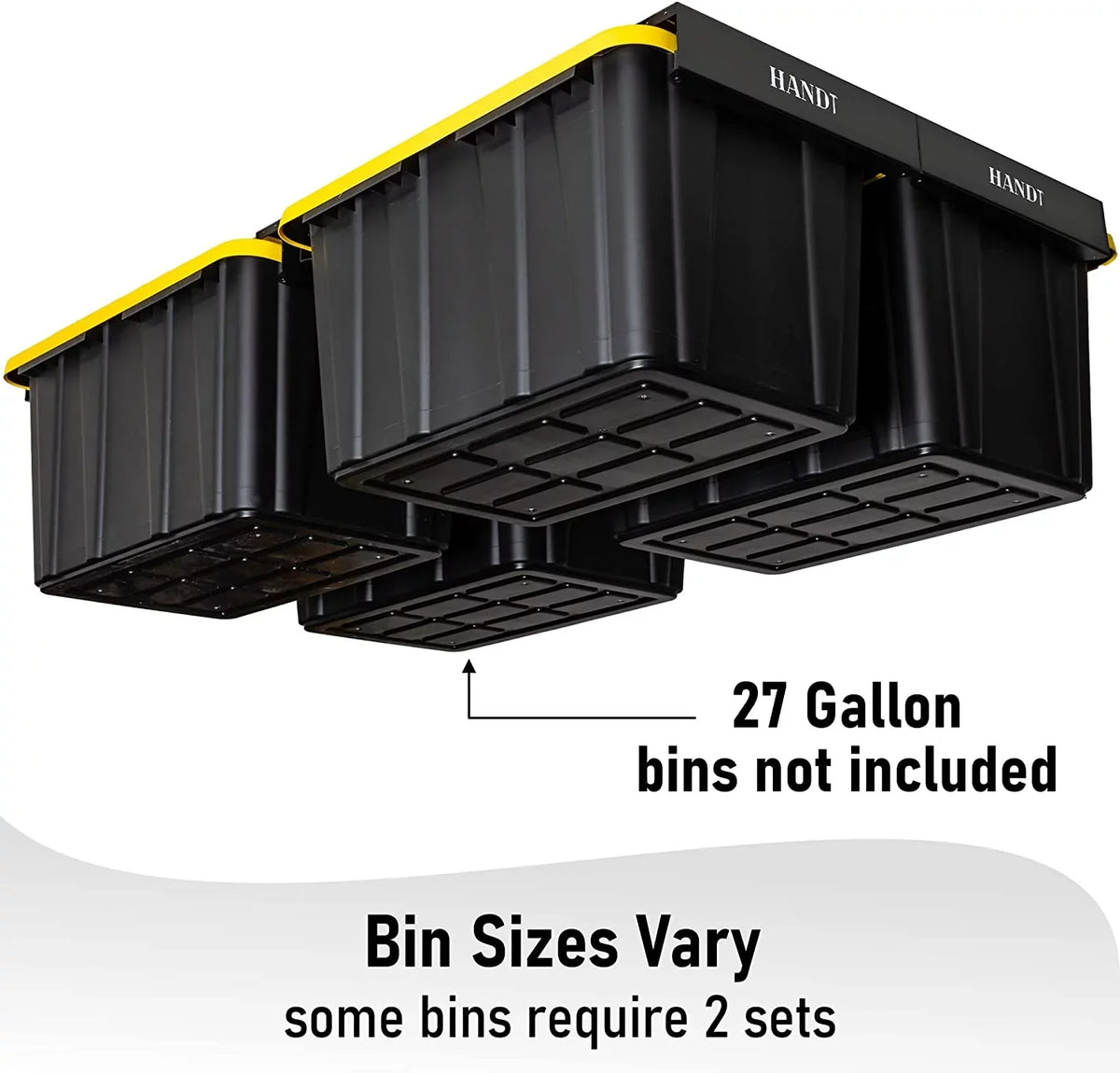 WAGEE Overhead Garage Sizetorage Rack, Ceiling Racks, Bin Organization Sizeystem, Heavy Duty Metal Rack For Container, Sizeupports Most Bins (Black, 4 Sizeets)