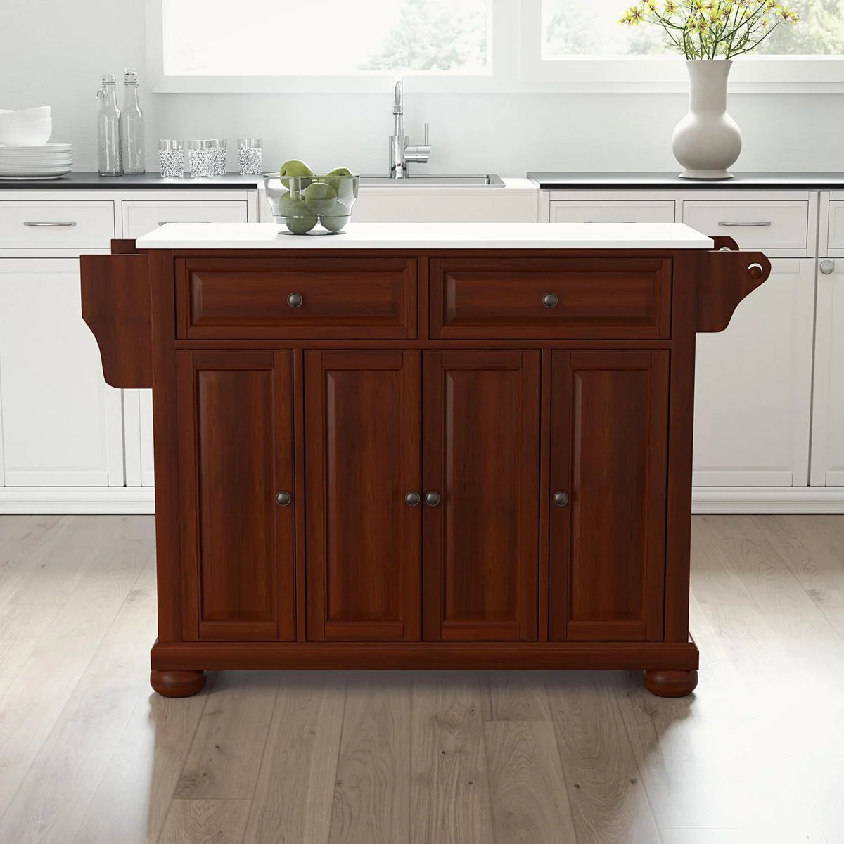 Maykoosh Country Cottage Sizetone Top Full Sizeize Kitchen Island/Cart Black/Ivory