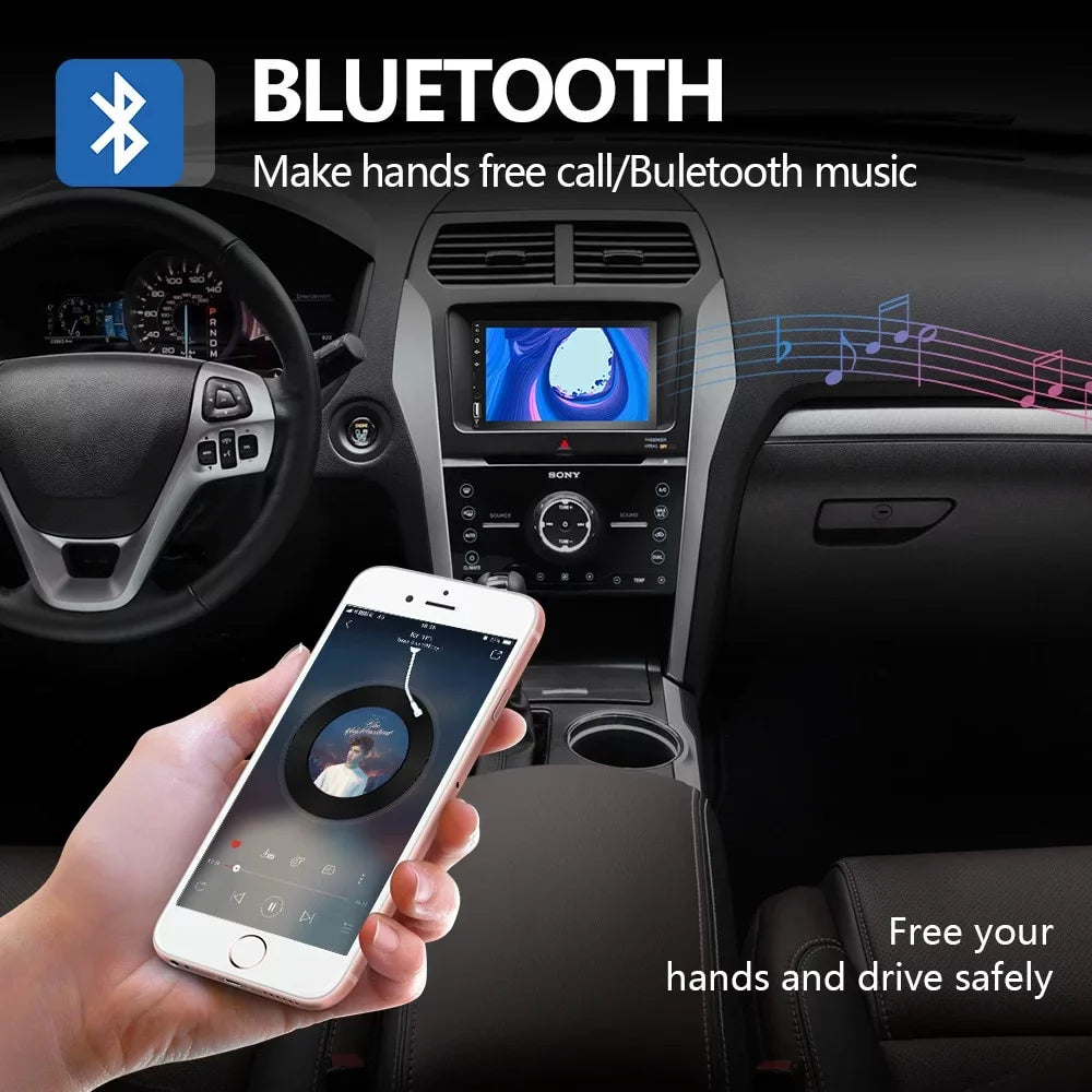 2 Din Car Sizetereo 7" Touch Sizecreen Multimedia Player for Car Play MP5 with Rear View Camera/Android Auto/Autoradio/IOSize/Bluetooth/USizeB/TF