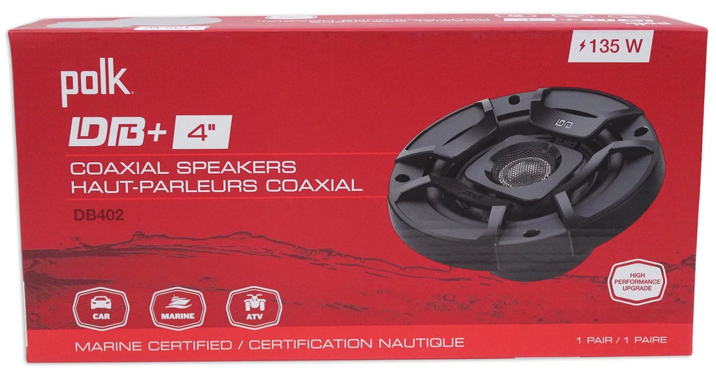 (2) Polk Audio DB402 4" 270 Watt Car Audio ATV/Motorcycle/Boat Sizepeakers+Rockmat