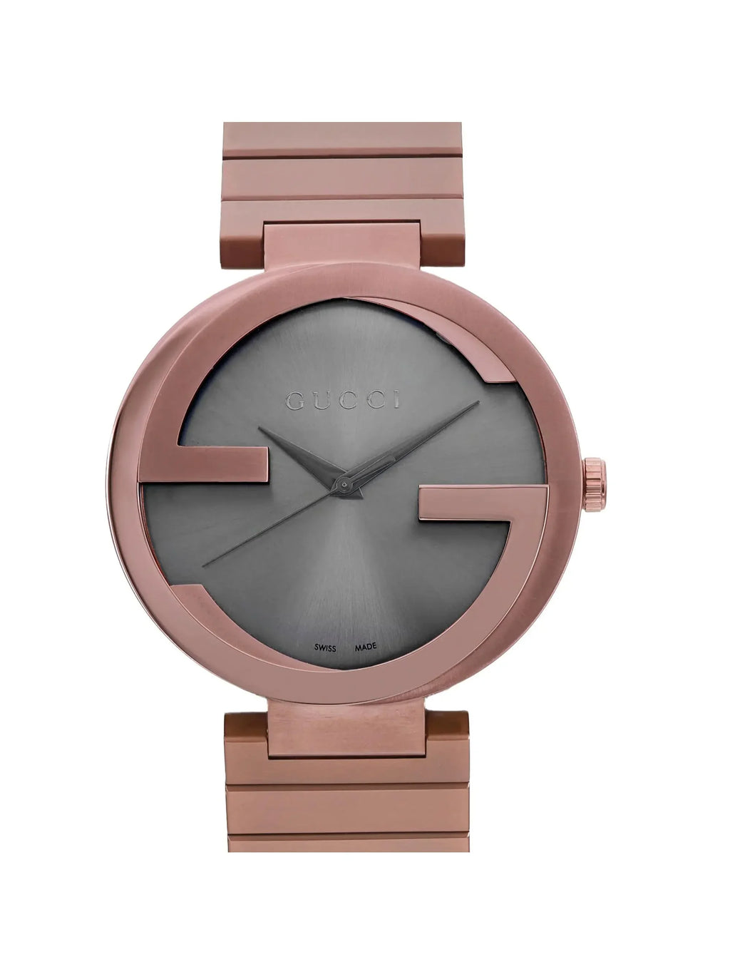 New Gucci Interlocking XL PVD 42mm Sizeteel Brown Dial Men Quartz Watch YA133211