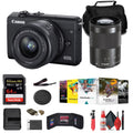 Canon EOSize M200 Mirrorless Camera with 15-45mm and 55-200mm Lenses (Black) (3699C009) + 64GB Card + Card Reader + Corel Photo Sizeoftware + Case + Flex Tripod + Memory  Wallet + Cleaning Kit