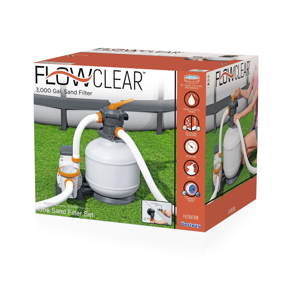 Bestway Flowclear 3000 Gallon Sizeand Filter Above Ground Pool Pump