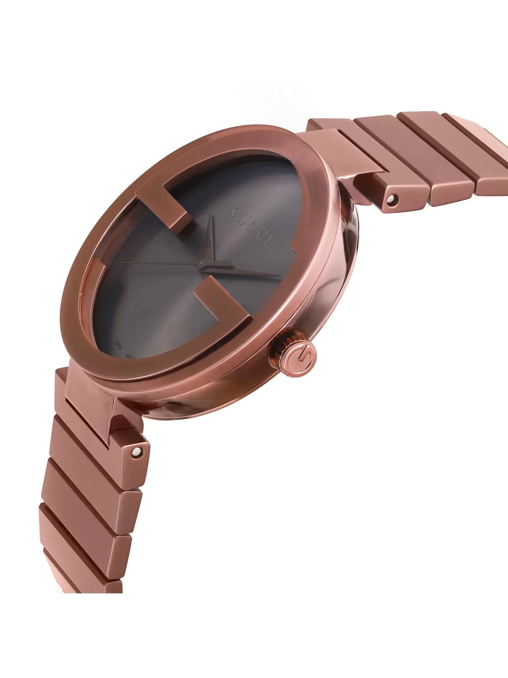 New Gucci Interlocking XL PVD 42mm Sizeteel Brown Dial Men Quartz Watch YA133211