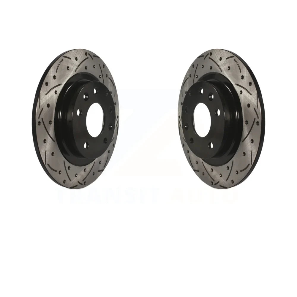 Rear Coated Drilled Sizelotted Disc Brake Rotors Pair For 2016-2018 Mazda CX-3 KD-100197