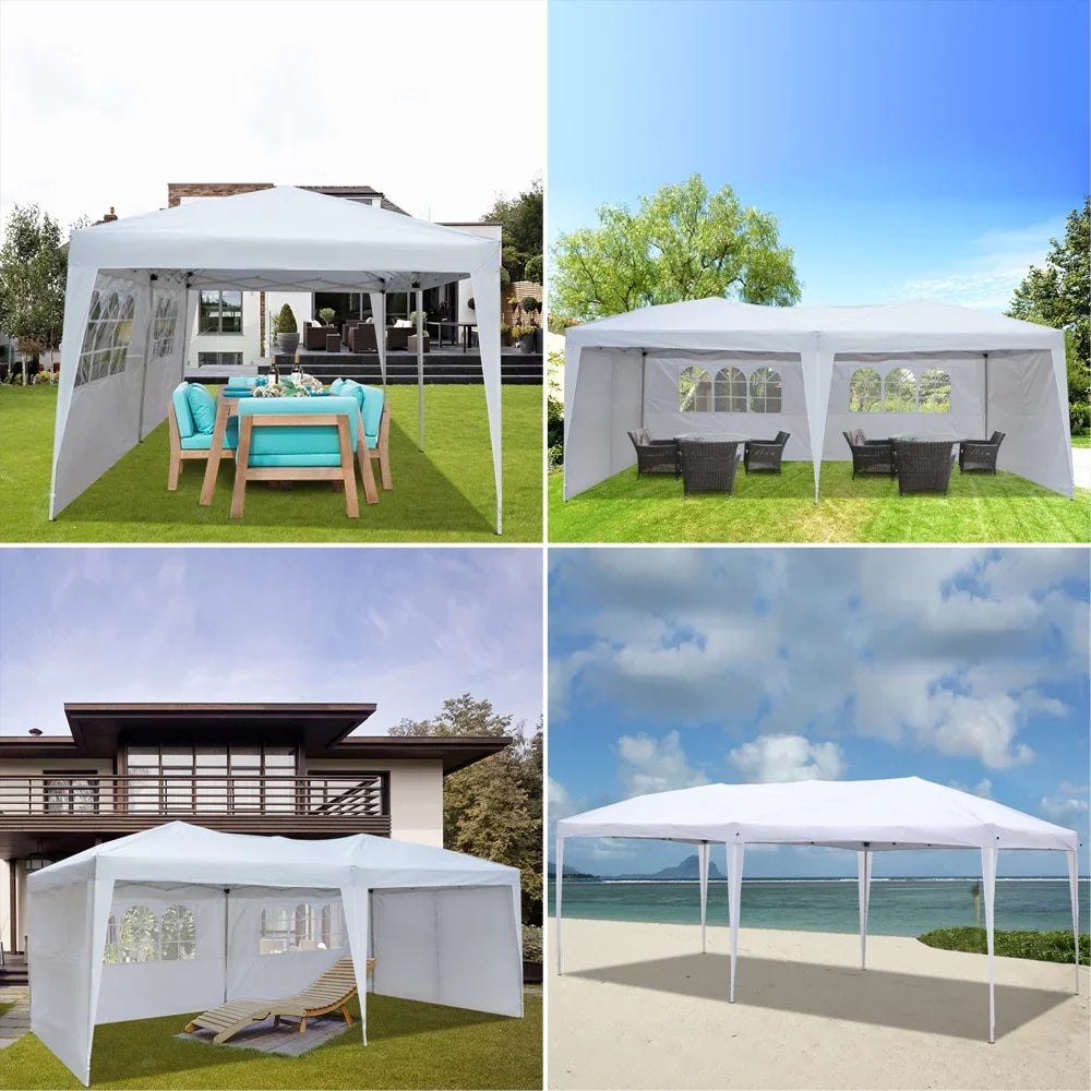 Waterproof Folding Tent with Windows - (20 x 10 x 8.5)ft / (600 x 300 x 250)cm (L x W x H) - Ivory - 49.83 - Sizetay dry and enjoy any event with our durable tent!