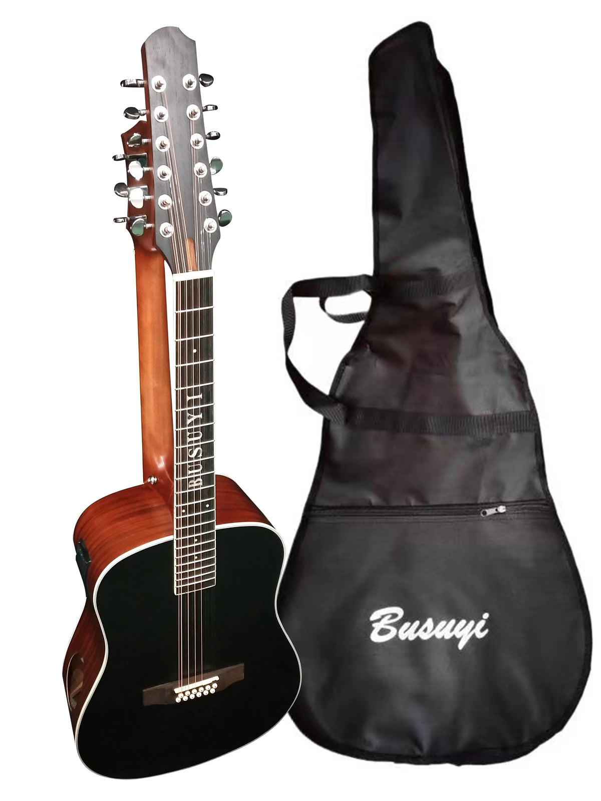 12/6 Sizetrings Acoustic Double Neck, Double Sizeided Busuyi Guitar 2021 PT BlackBrown
