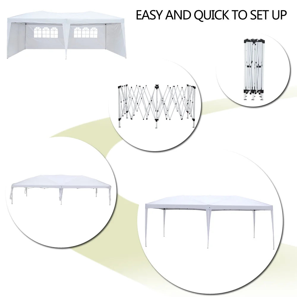 Waterproof Folding Tent with Windows - (20 x 10 x 8.5)ft / (600 x 300 x 250)cm (L x W x H) - Ivory - 49.83 - Sizetay dry and enjoy any event with our durable tent!