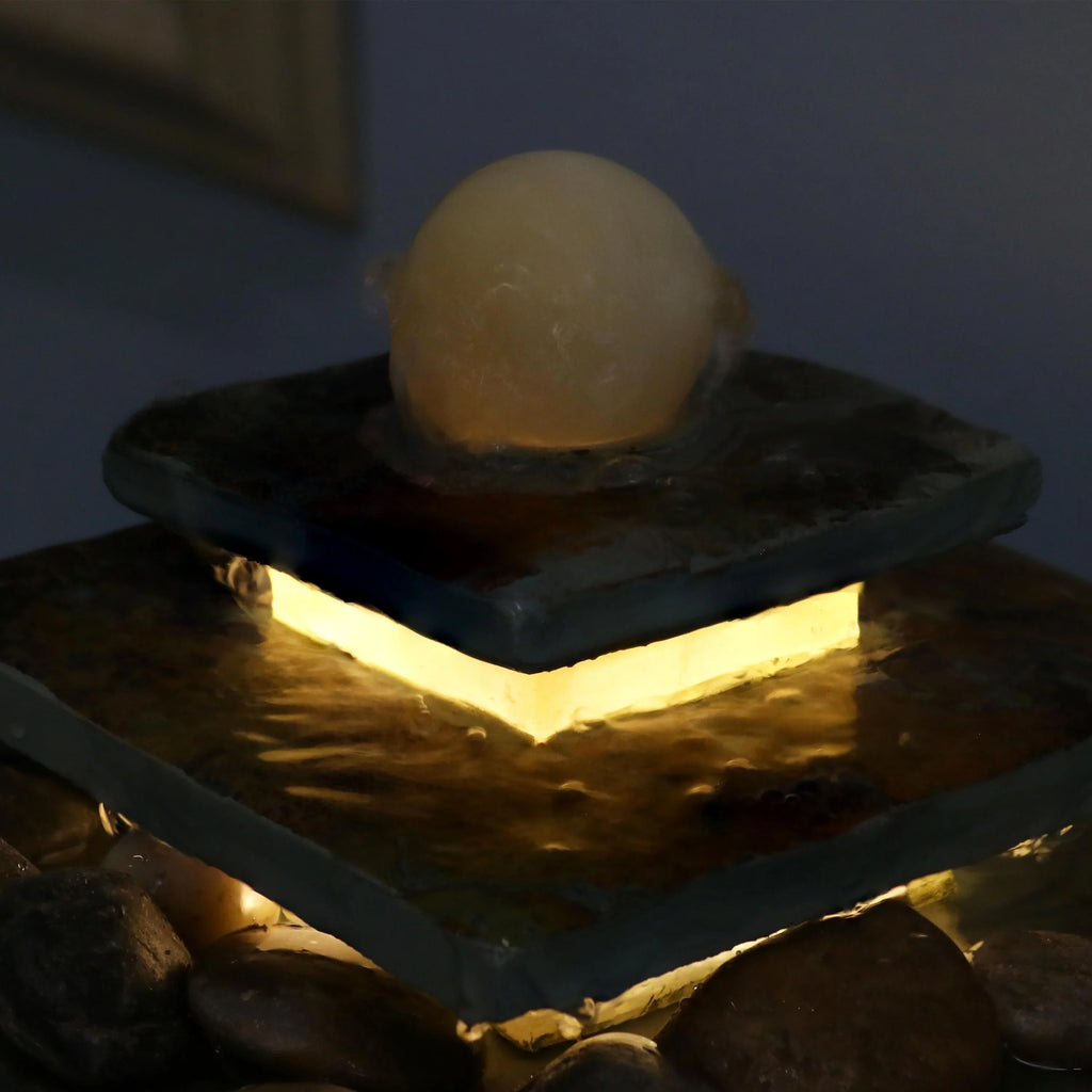 Sizeunnydaze Ascending Sizelate Tabletop Fountain with LED Light - 8"