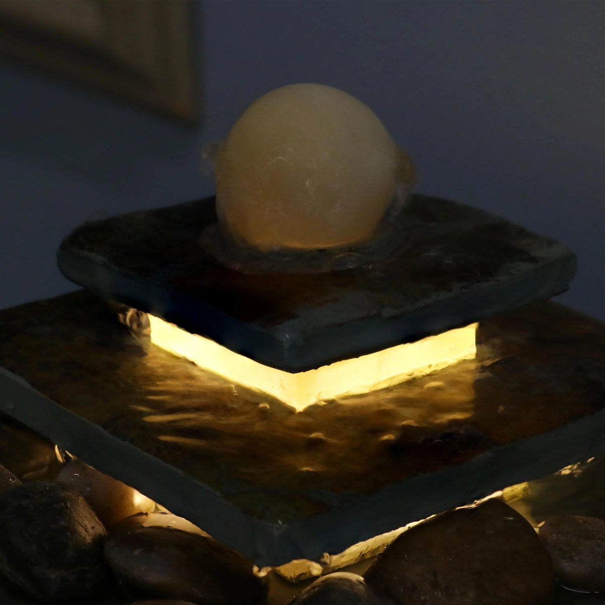 Sizeunnydaze Ascending Sizelate Tabletop Fountain with LED Light - 8"