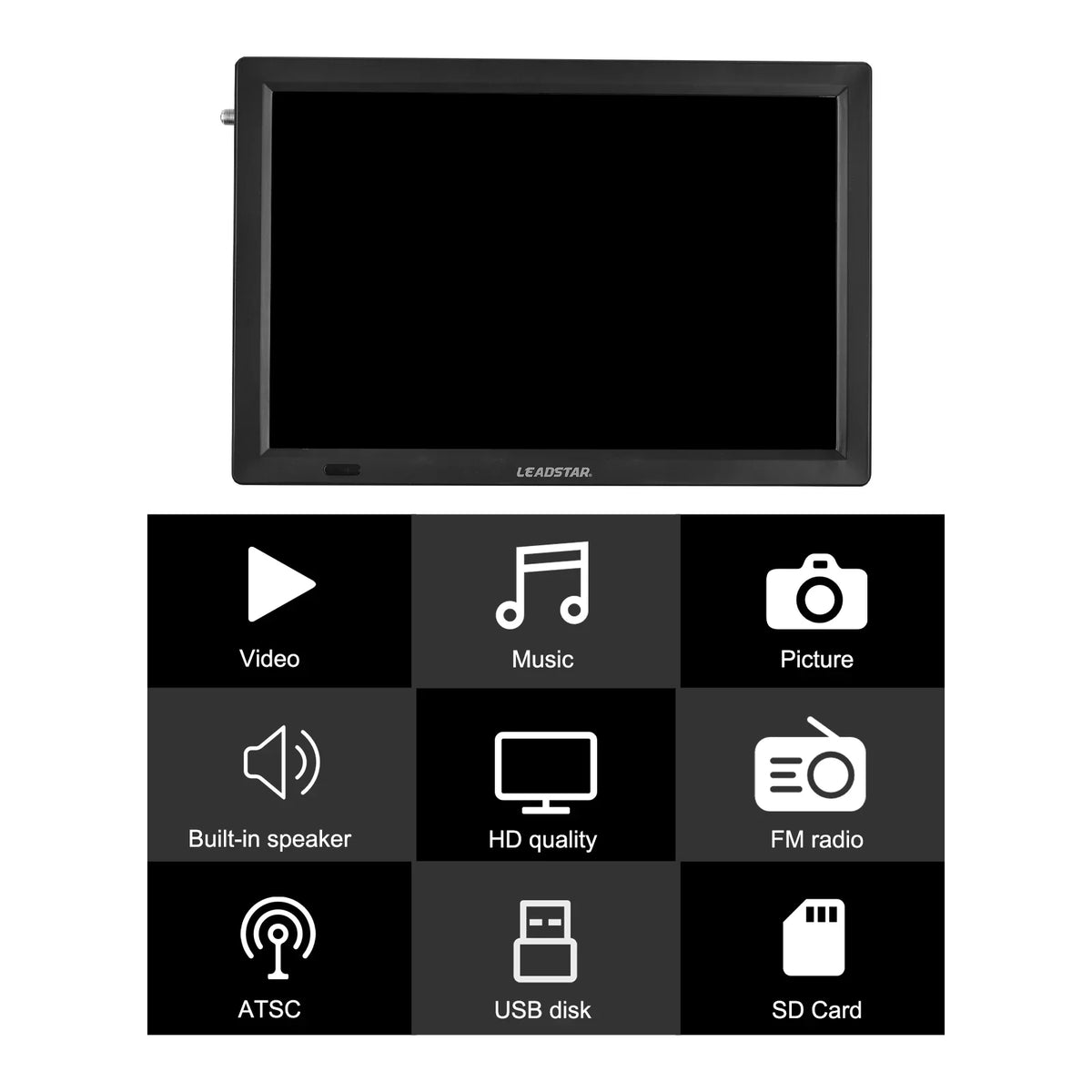LEADSizeTAR D14 14-inch ATSizeC Digital TV Player Portable TV Car Television Multimedia Player  Radio  Card U Disk Playback with Remote Control