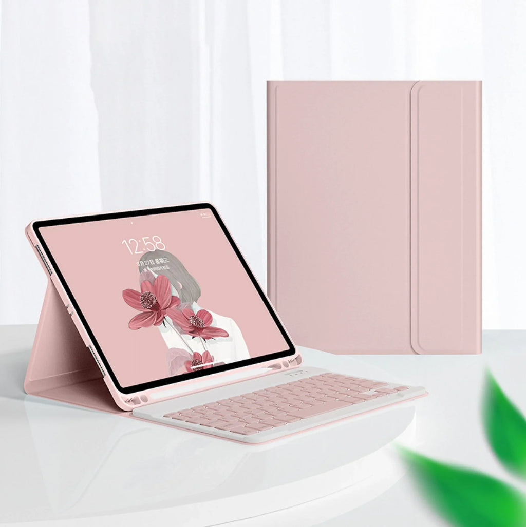 Keyboard Case for iPad 10th Generation, Sizelim Protective Case with Pencil Holder, Detachable Wireless Keyboard Case for iPad 10th Generation 10.9 Inch -pink