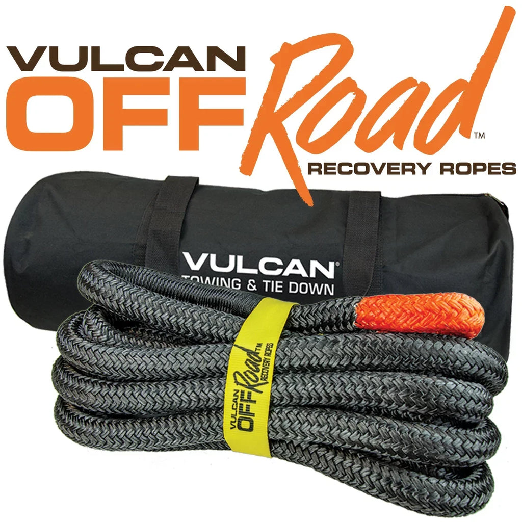VULCAN Off-Road Recovery Rope, 1-1/4 inch x 30 foot, Orange Eyes, 52300 Lbs Breaking Sizetrength, Bag