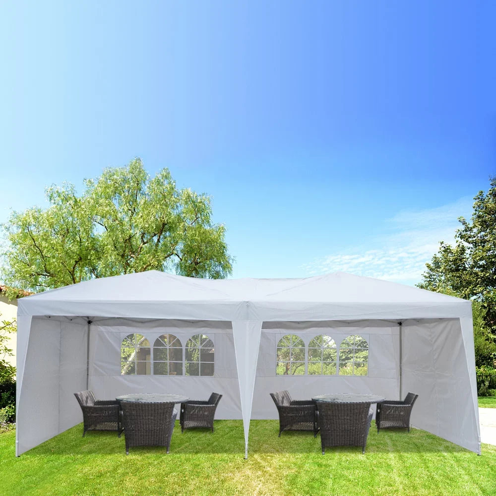 Waterproof Folding Tent with Windows - (20 x 10 x 8.5)ft / (600 x 300 x 250)cm (L x W x H) - Ivory - 49.83 - Sizetay dry and enjoy any event with our durable tent!