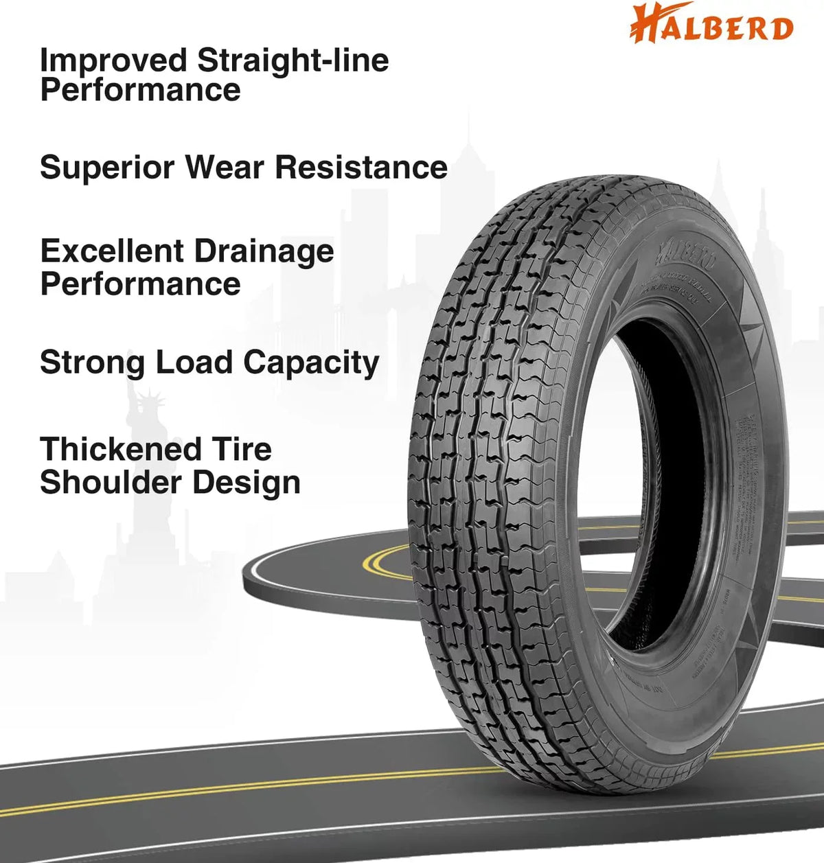 SizeT225/75R15 Trailer Tires 10PR Load Range E Heavy Duty 225 75 15 Radial Trailer Tires Improve Traction in all-road condition Sizeet 2