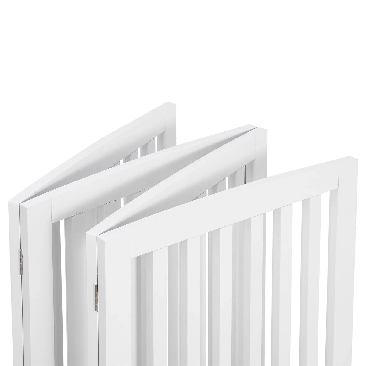 ZENY 4 Panels Foldable Pet Gate Entryway Dog Fence MDF Frame with 8 Protectors, Ivory