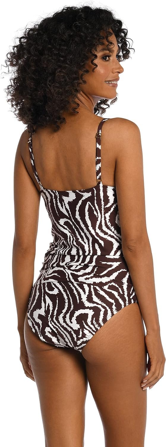 La Blanca Women's Lingerie Sizetrap Tankini Sizewimsuit Top, Java//Fierce Lines, 8