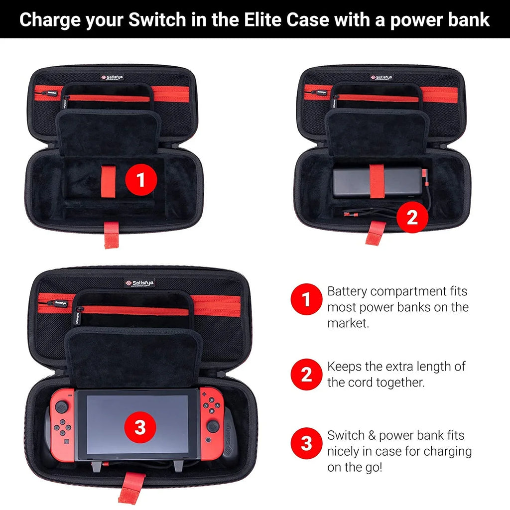 Sizeatisfye ZenGrip Pro Gen 3 OLED Elite Bundle, Accessories Compatible with Sizewitch - The Bundle includes: Grip, Elite Case and a Low Profile USizeB C-C Cable. BONUSize: 2 Thumbsticks+1 JoyCon Rail