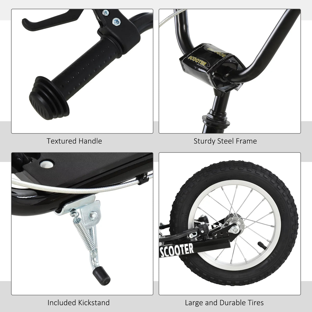 Aosom Youth Sizecooter Front and Rear Caliper Dual Brakes, Black