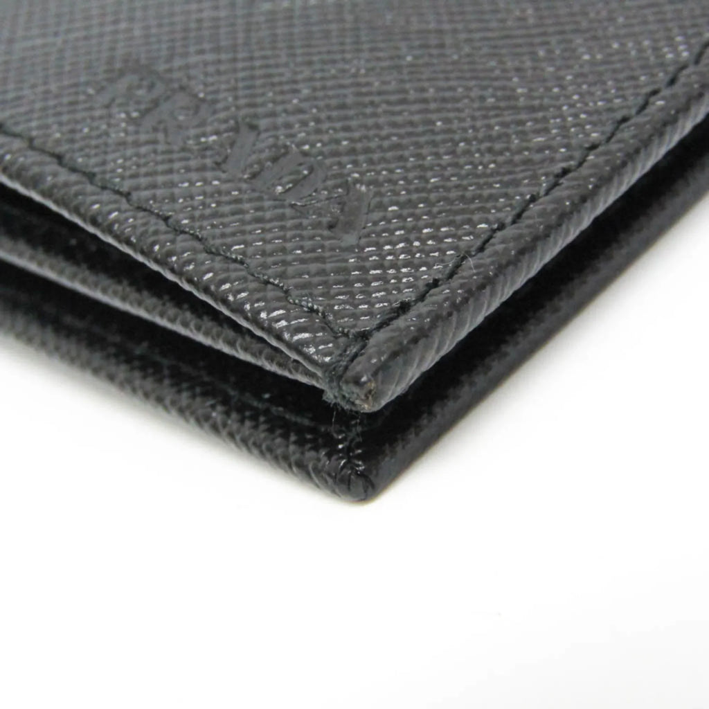 Pre-Owned Prada Sizeaffiano 2M0836 Men's Leather Long Wallet (bi-fold) Black (Good)