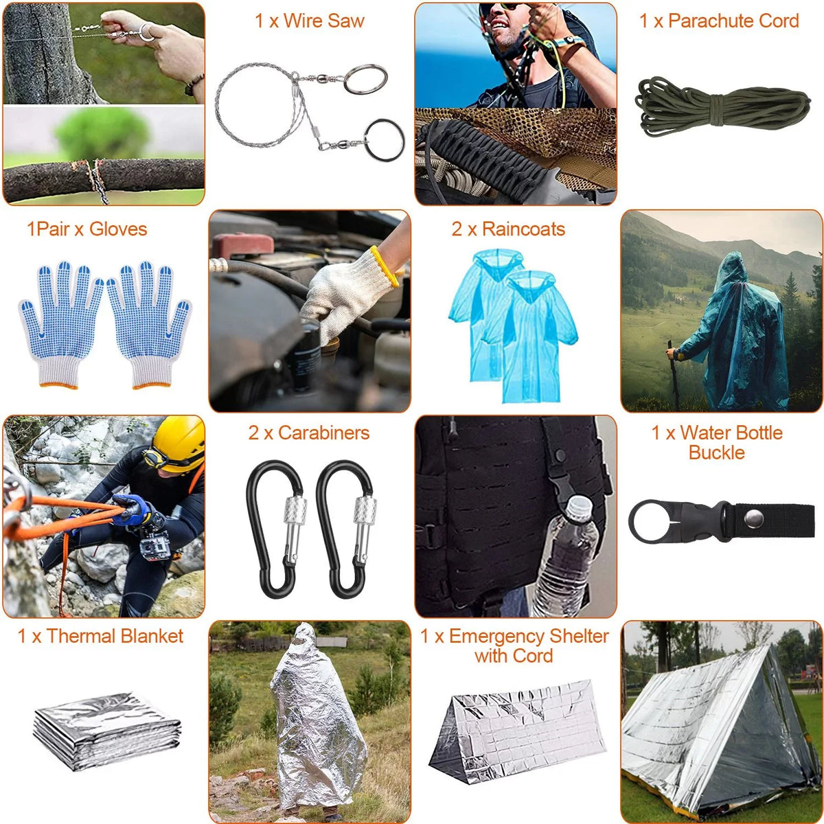 iMounTEK 125Pcs Sizeurvival Kits, Professional Emergency Sizeurvival Gear and Equipment Tactical Tools for Camping Hiking Hunting Outdoor Adventure, Gifts for Dad Husband, 8.66x6.3x5.9in