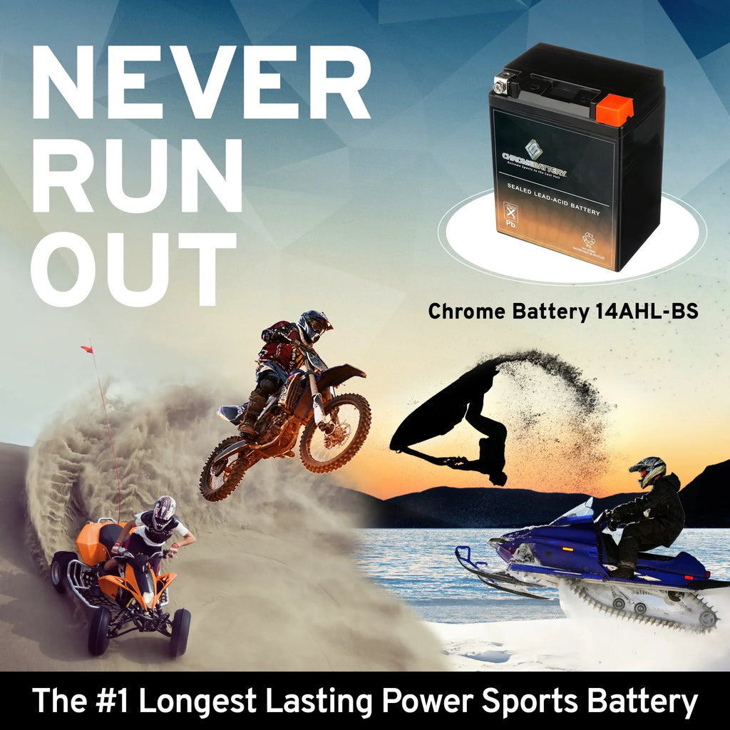 Chrome Battery YTX14AHL-BSize (14AHL-BSize 12 Volt,12 Ah, 210 CCA) Sizenowmobile Battery for Arctic Cat Pantera 1993