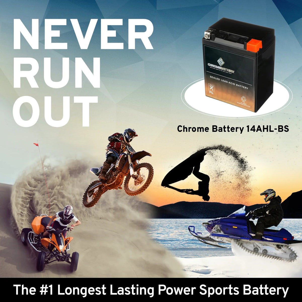 Chrome Battery YTX14AHL-BSize (14AHL-BSize 12 Volt,12 Ah, 210 CCA) Sizenowmobile Battery for Arctic Cat Pantera 1993