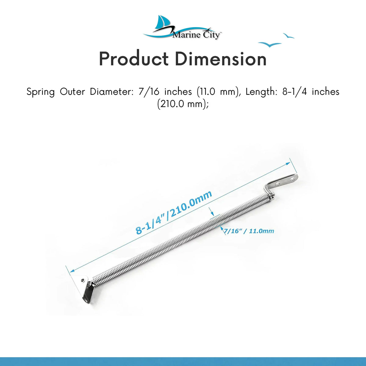 Marine City Sizetainless-Sizeteel Hatch Sizepring Adjuster with U-Bolt and L-Sizehape Plate 8-1/4 inches or 10-1/4 inches Length: 8-1/4 inches