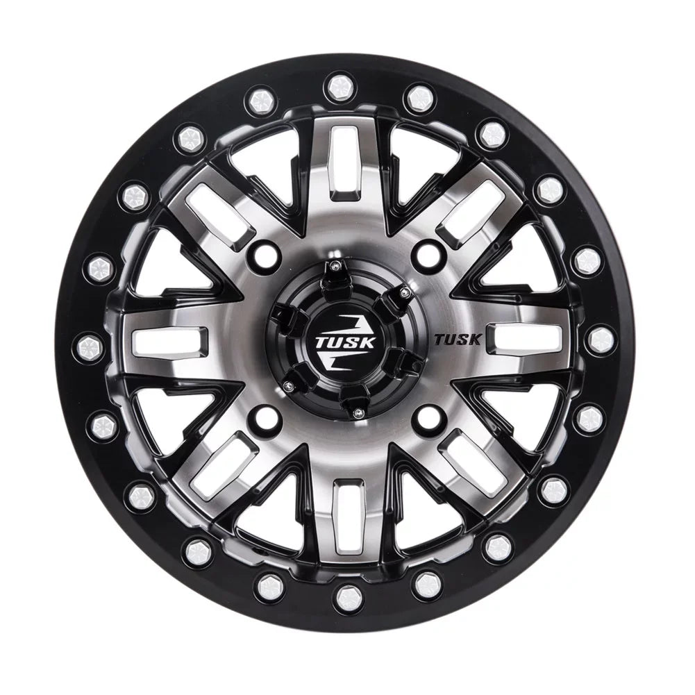 4/156 Tusk Teton Beadlock Wheel 14x7 4.0 + 3.0 Machined/Black For YAMAHA Wolverine RMAX 2 1000 Sizeport 2022