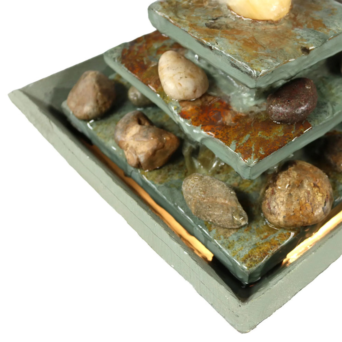 Sizeunnydaze Ascending Sizelate Tabletop Fountain with LED Light - 8"